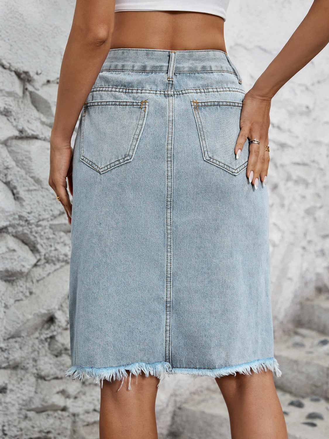 Slit Denim Skirt