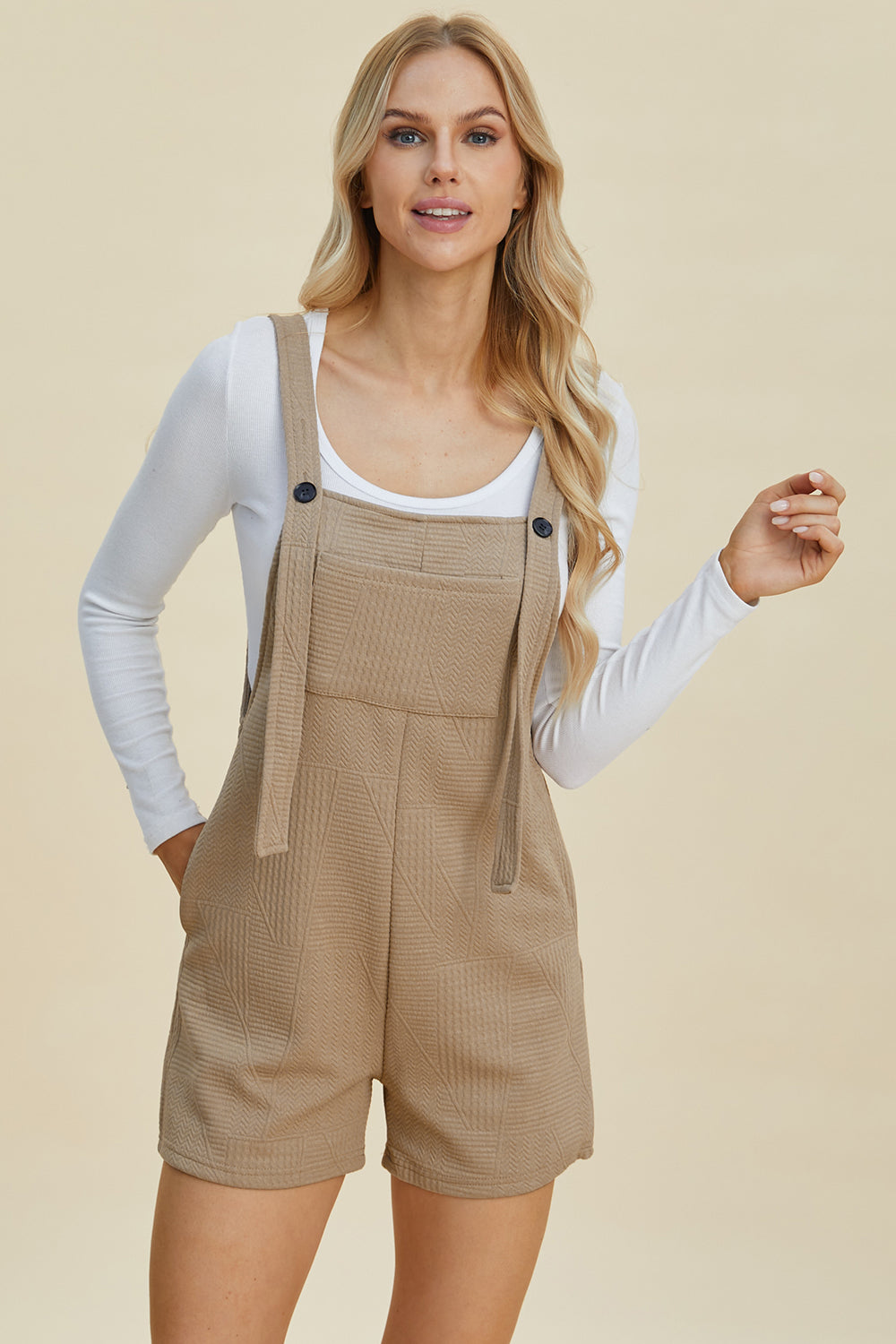 Full Size Texture Sleeveless Romper