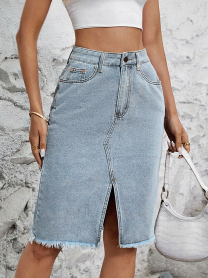 Slit Denim Skirt