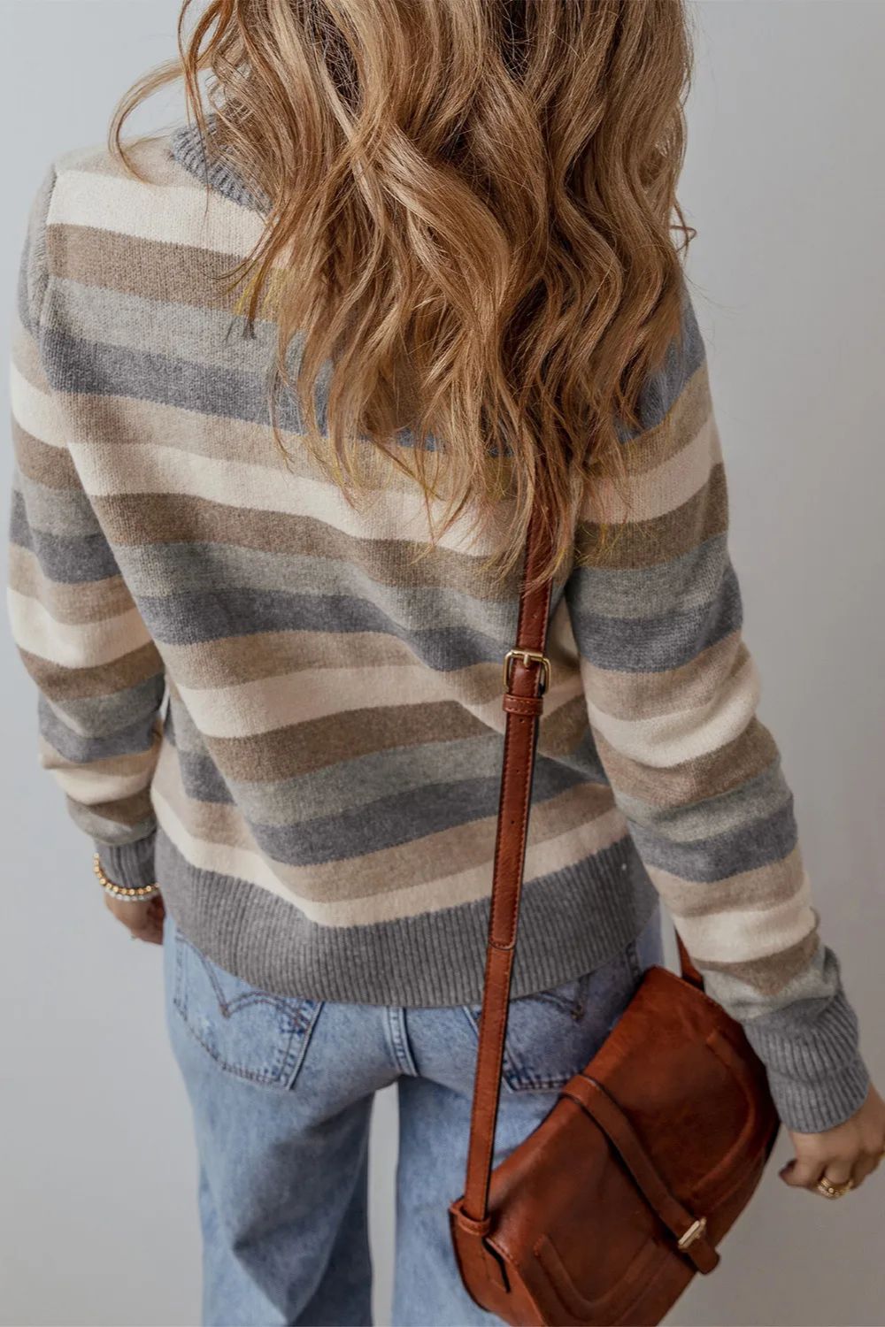 Striped Round Neck Long Sleeve Sweater