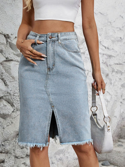 Slit Denim Skirt